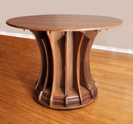 Table with leave in pedestal